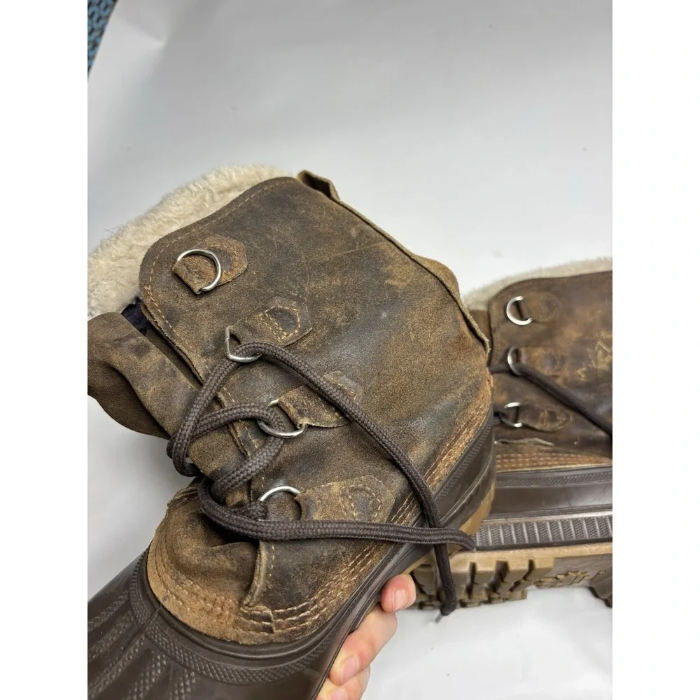Sorel Kaufman Steel Shank Men's 7 Rubber Suede Brown Winter Snow Boots Canada